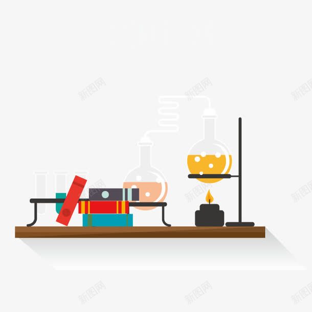 实验器材矢量图ai免抠素材_新图网 https://ixintu.com 化学实验 火 烧杯 酒精灯 矢量图