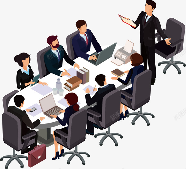 正在开会的部门矢量图ai免抠素材_新图网 https://ixintu.com 上下级 会议 会议记录 商务 展示 矢量图 笔记本电脑