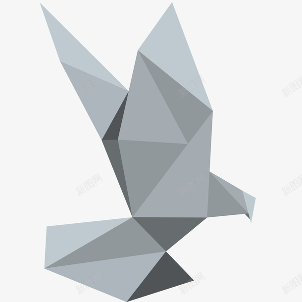 灰色折纸鸽子插画矢量图ai免抠素材_新图网 https://ixintu.com 免抠PNG 几何图形 和平 形状 折叠 灰色折纸鸽子矢量插画 白鸽 矢量图