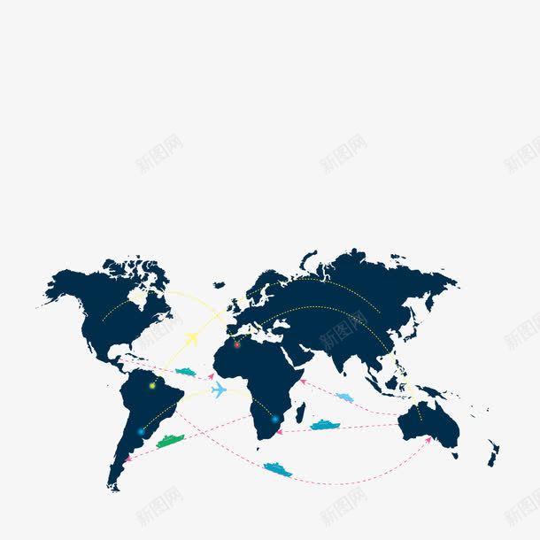 世界文化大交融png免抠素材_新图网 https://ixintu.com 世界 交通工具 文化 飞机路线