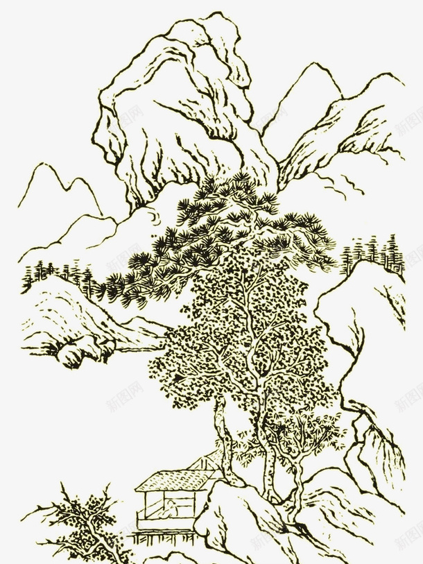 简笔线条山水画png免抠素材_新图网 https://ixintu.com 山水画 山水简笔画 简笔山水 简笔山水画 简笔线条山水画 线条山水 线条山水画
