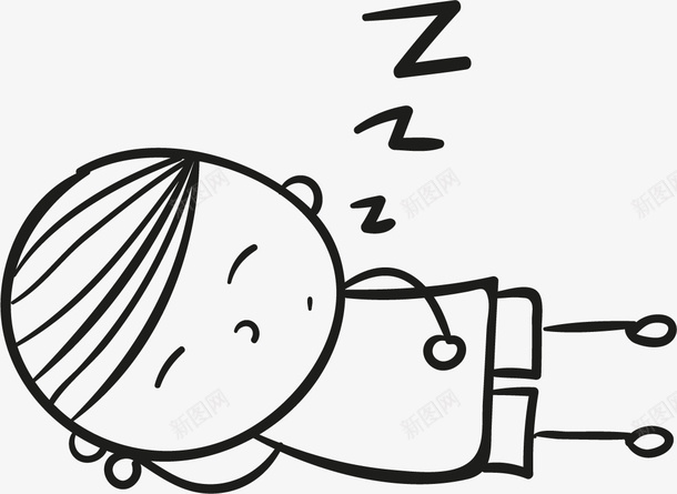简笔画小孩图标png_新图网 https://ixintu.com 卡通 小孩 睡觉 符号 简笔 线条 绘画 黑色的