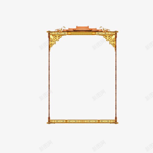 古风边框png免抠素材_新图网 https://ixintu.com 古代牌匾 古典建筑装饰 古风 简约 黄色