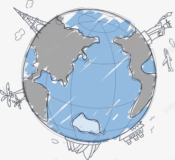 手绘简约线条地球png免抠素材_新图网 https://ixintu.com 世界旅游 出国旅游 国外旅游 地球 度假 手绘 旅游去哪里 旅游背景 海外旅游 环游世界 环球旅游 畅游世界 简约 线条