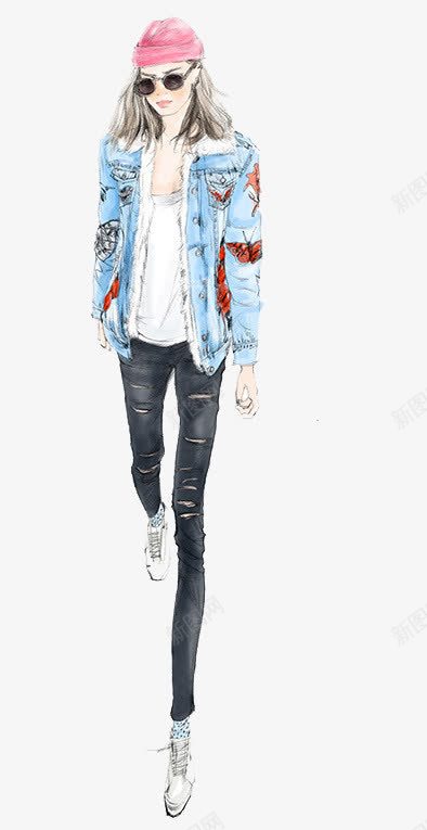 街拍达人png免抠素材_新图网 https://ixintu.com 手绘女孩 服装设计 模特