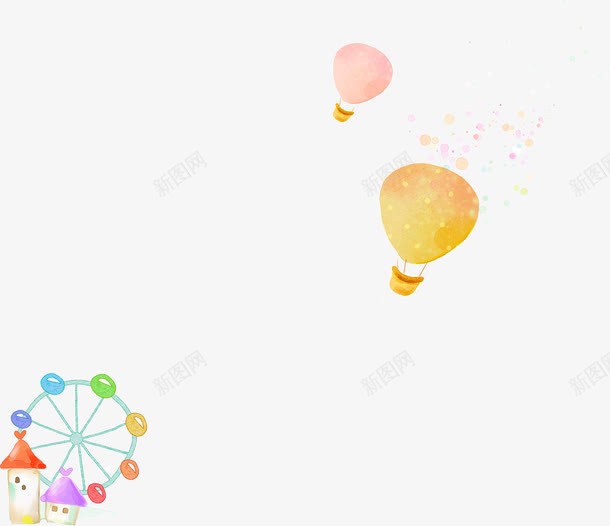 游乐场彩色可爱摩天轮png免抠素材_新图网 https://ixintu.com 可爱 彩色 摩天轮 游乐场 热气球
