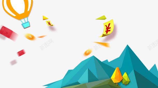 漂浮红包png免抠素材_新图网 https://ixintu.com 卡通 氢气球 漂浮素材 红包 蓝色 金币
