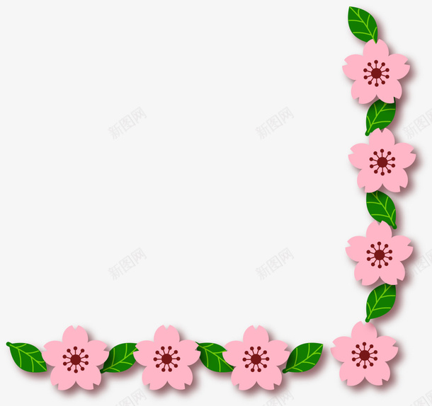 粉色春季桃花框架png免抠素材_新图网 https://ixintu.com 叶子 春天 春季 春日 桃花框架 自然 边框纹理