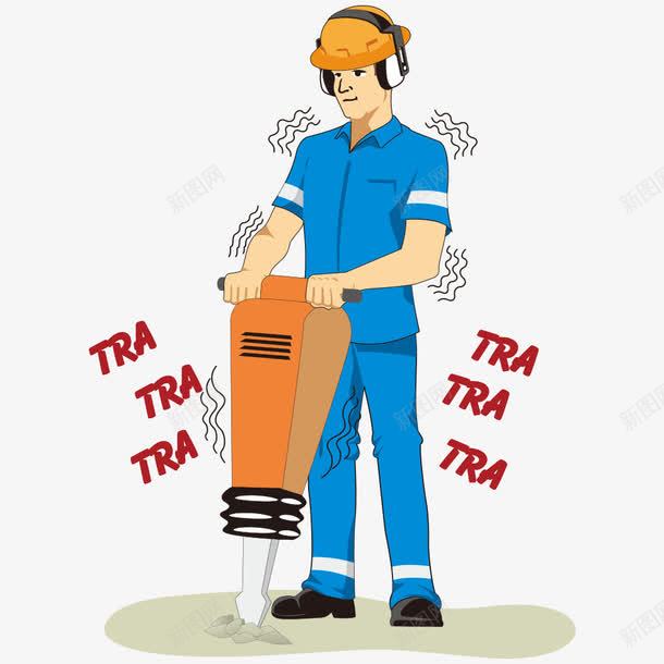 操作手提钻的工人png免抠素材_新图网 https://ixintu.com 人物 卡通人物 建筑 建筑工人 手提钻
