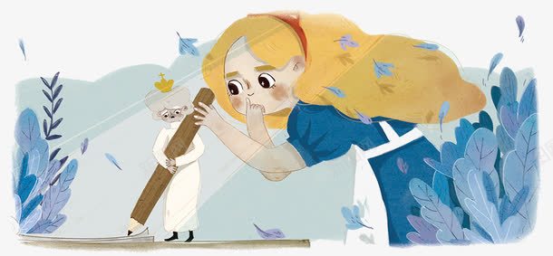 高大的女孩小的女王png免抠素材_新图网 https://ixintu.com 创意插画设计 卡通贺卡封面 手绘插画