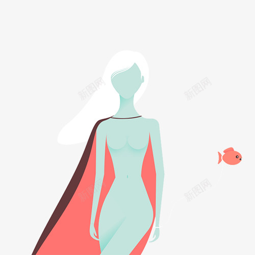戴披风的白发女性角色psd免抠素材_新图网 https://ixintu.com 女性 披风 白发 长发 鱼