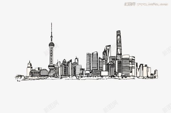 建筑钢笔画png免抠素材_新图网 https://ixintu.com 建筑 手绘 钢笔画 黑白线条