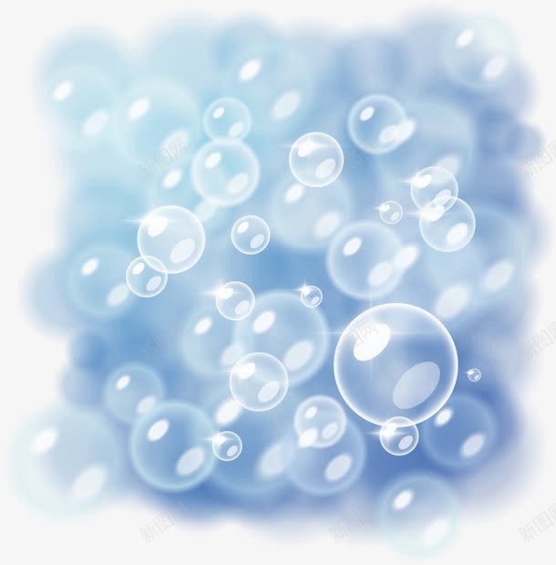 精美气泡背景png免抠素材_新图网 https://ixintu.com 光效 光晕 气泡 泡泡 洗澡泡沫 背景 蓝色 透明