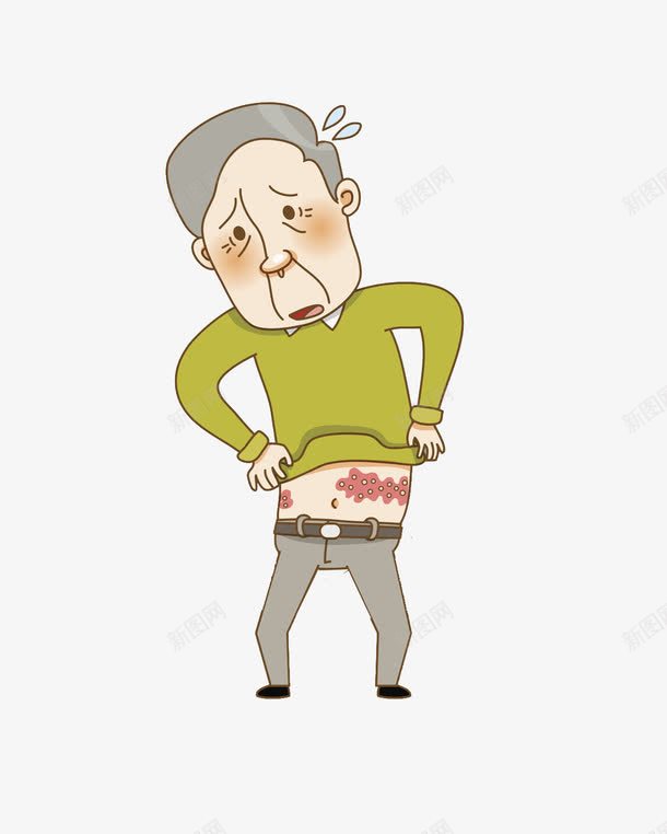 得皮肤病的男人png免抠素材_新图网 https://ixintu.com 卡通 手绘 生病的 男人 疼痛的 皮肤病 绿色的