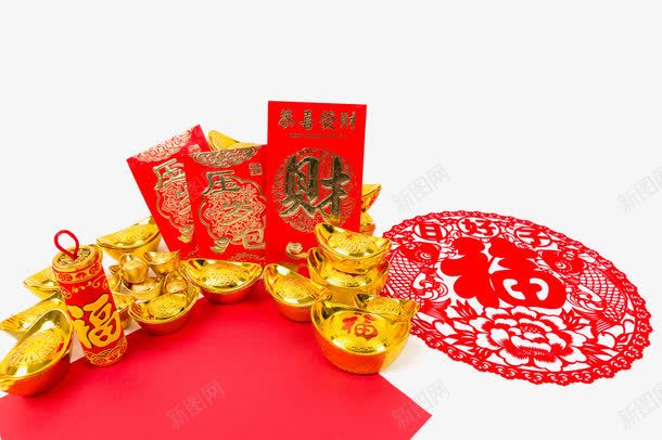 红色喜庆过年元素png免抠素材_新图网 https://ixintu.com 新年装饰 活动元素 红包 红色剪纸 金色元宝