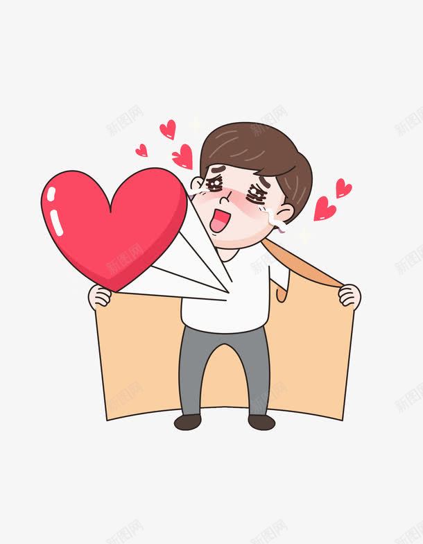 扁平风心动的男人图png免抠素材_新图网 https://ixintu.com 创意的 卡通 心动的 插图 流泪的 爱心 爱心贴图 男人