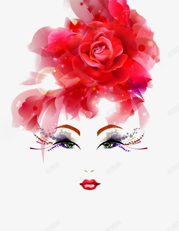 玫瑰花美女png免抠素材_新图网 https://ixintu.com 头饰玫瑰花 有魅力的女人免抠素材 玫瑰花美女png图片 紫色的眼影 美女抠图