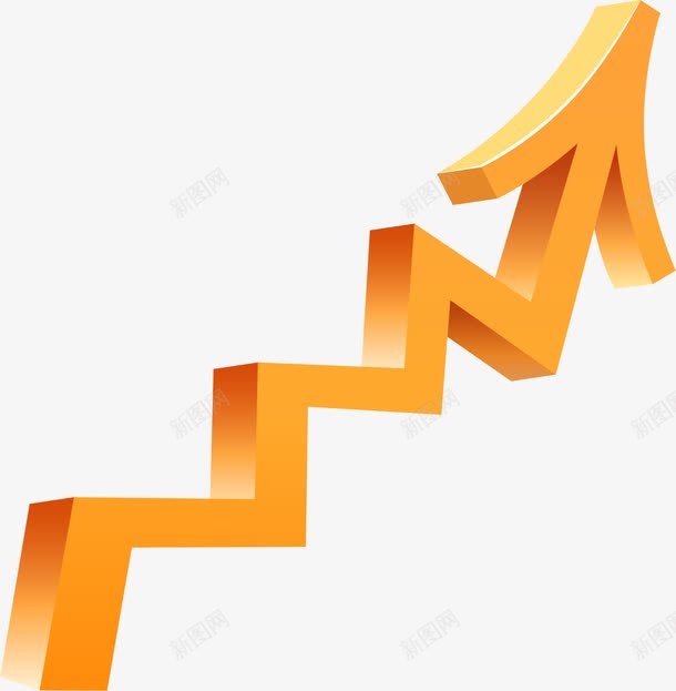 手绘金色向上箭头png免抠素材_新图网 https://ixintu.com 手绘 理财 金色向上箭头