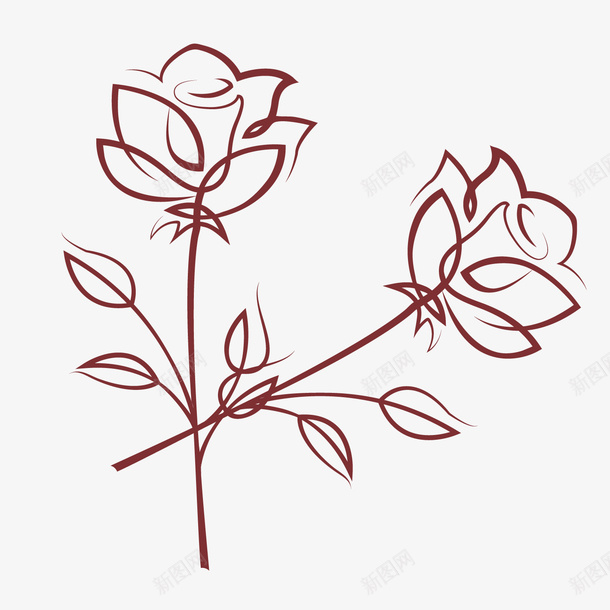 手绘简易玫瑰花矢量图ai免抠素材_新图网 https://ixintu.com 卡通设计 平面设计 手绘设计 植物设计 玫瑰花简笔画 矢量文件 背景设计 矢量图