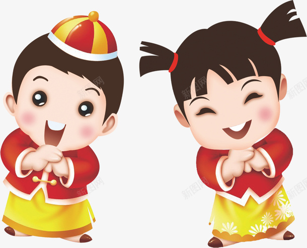 2017拜年童子png免抠素材_新图网 https://ixintu.com 2017 拜年 新春 童女 童子