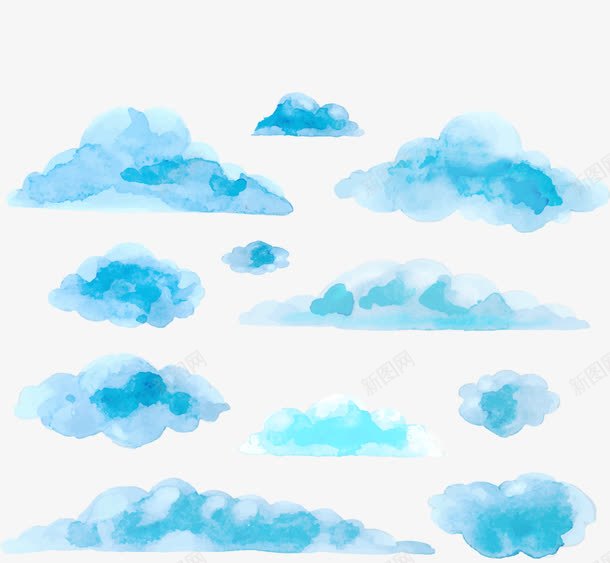 水彩手绘云彩png免抠素材_新图网 https://ixintu.com 云彩 免扣png 免费png 手绘云朵 水彩云朵 蓝色云朵