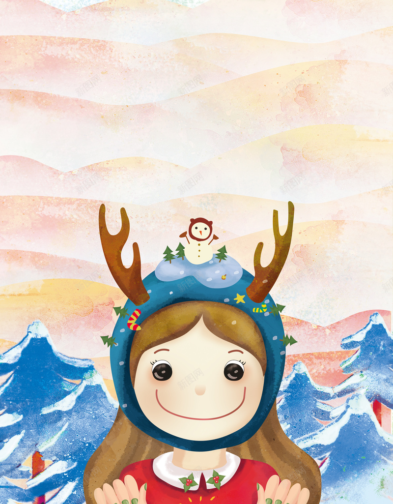 卡通手绘插画彩色圣诞节海报psd高清背景_新图网 https://ixintu.com 卡通 圣诞 圣诞快 圣诞节 圣诞节海报 女孩插画 彩色 手绘 插画 水采风 海报
