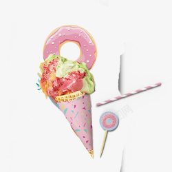 平面设计样机甜甜圈棒棒糖甜品冰淇淋美食高清图片
