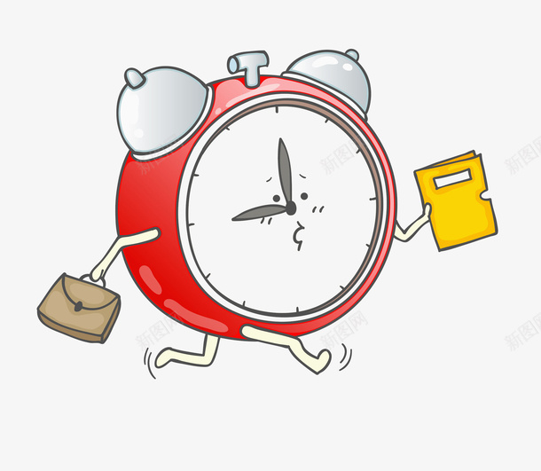 卡通奔跑的闹钟图png免抠素材_新图网 https://ixintu.com 书包 书本 卡通 可爱的 奔跑的 时间 时间动画 时间盘 表情 迟到的 闹钟