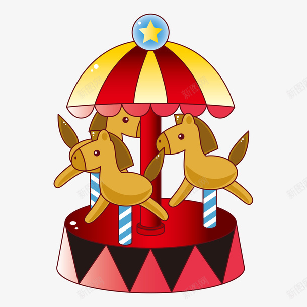 卡通游乐场旋转木马插画矢量图ai免抠素材_新图网 https://ixintu.com 儿童玩耍 儿童节 免抠 创意 卡通器材设备 插画 旋转木马 气球 游乐场 玩具 矢量图