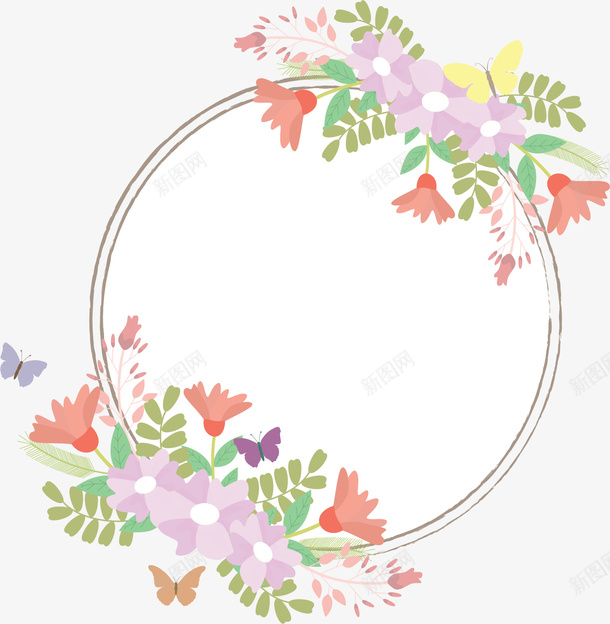 可爱彩色小碎花花环矢量图ai免抠素材_新图网 https://ixintu.com 婚礼请帖 彩色碎花 矢量png 碎花花环 花环 邀请函 矢量图