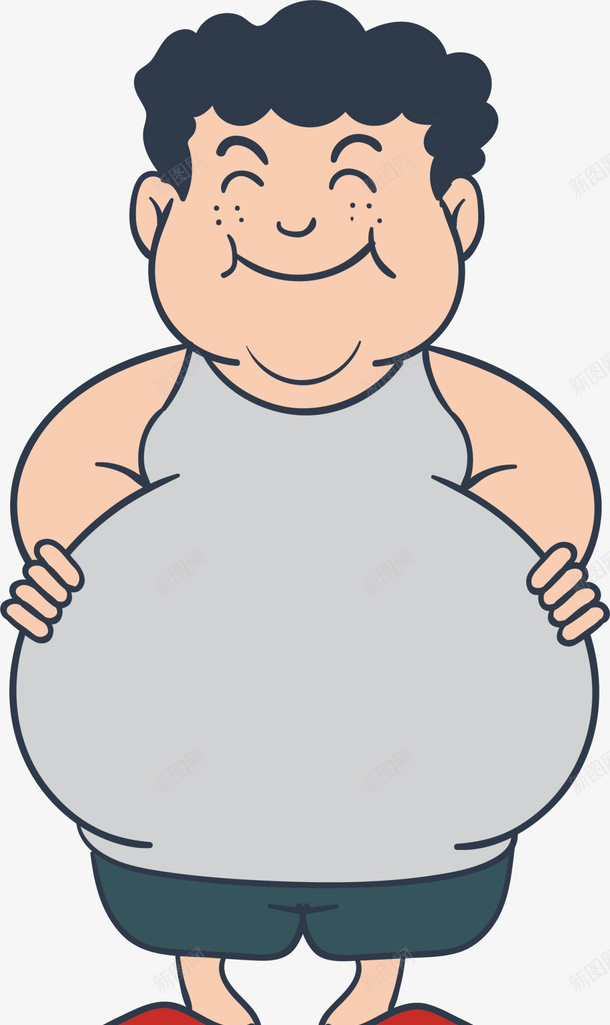 微笑卡通肥胖男人png免抠素材_新图网 https://ixintu.com 世界肥胖日 体重 健康 双下巴 图案 大肚子男人 大胖子 微笑男人 手摸肚子 肥胖的危害 胖子 胖爸爸 胖男人 胖的卡通