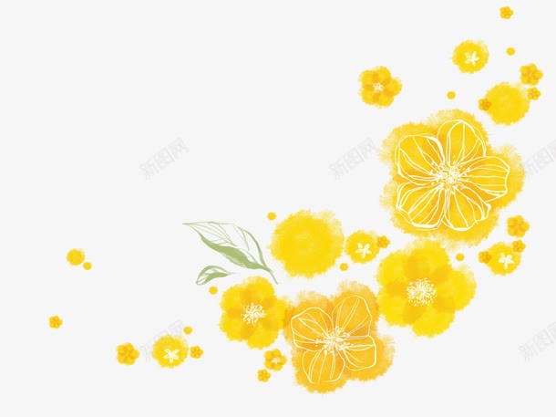 小黄花png免抠素材_新图网 https://ixintu.com 手绘背景 淘宝背景 花卉