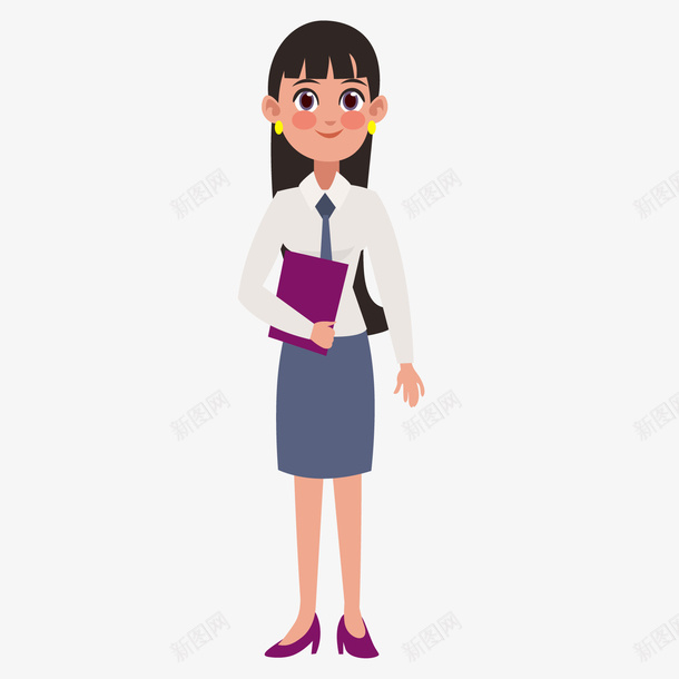 一个长发的职场女性矢量图ai免抠素材_新图网 https://ixintu.com 图案 微笑 扁平女性 矢量人物 矢量图 矢量老师 职业女性 职场