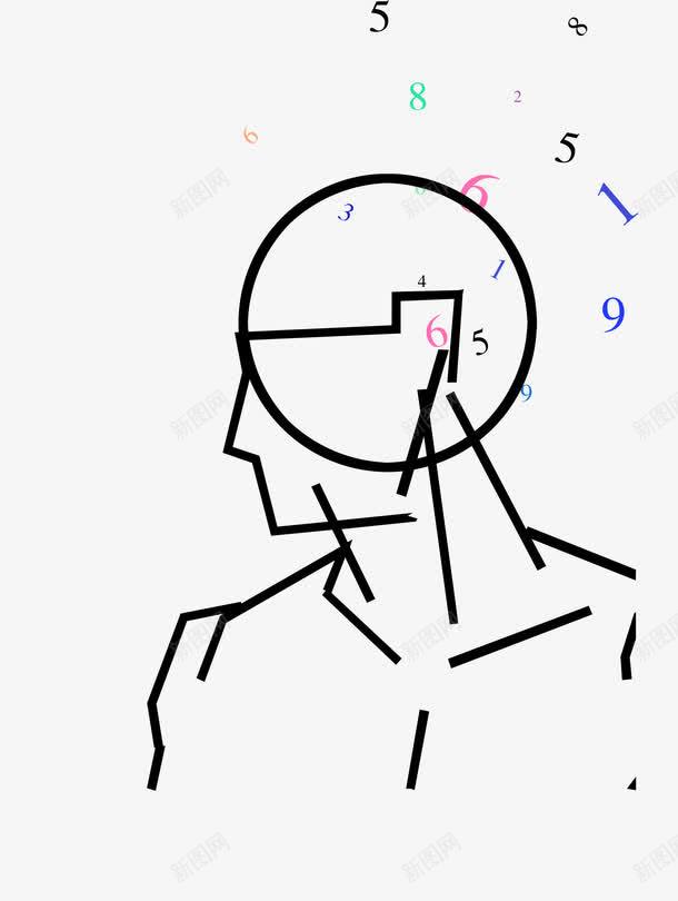 几何简笔画人物png免抠素材_新图网 https://ixintu.com 人物 几何 数字 线条