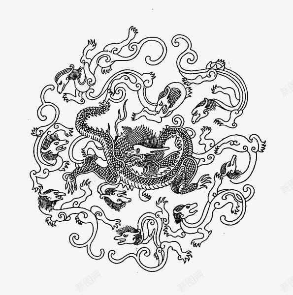 彝族图腾龙纹png免抠素材_新图网 https://ixintu.com 中国风 传统文化 图腾 圆图腾 圆形 彝族 彝族图腾 民族风 祥龙图案 龙纹