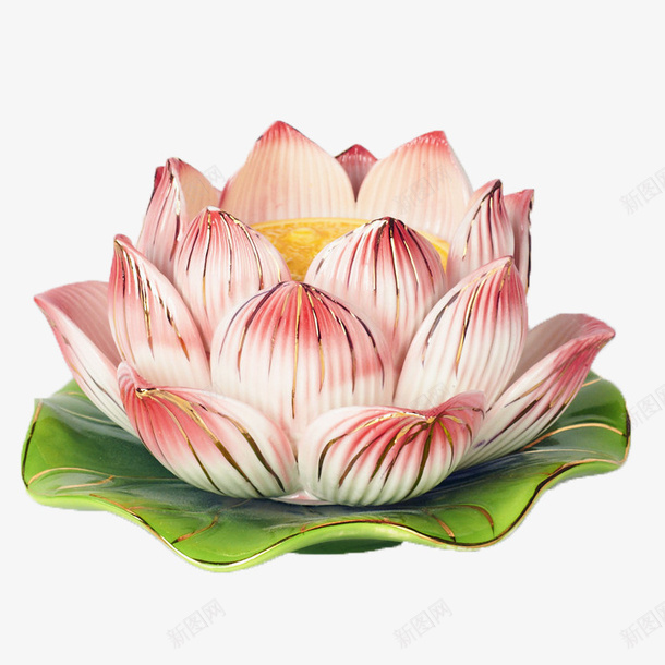 描金边的莲花造型底座png免抠素材_新图网 https://ixintu.com 工艺品 底座 描金边 瓷器 荷叶 莲座 莲花 造型 鲜花