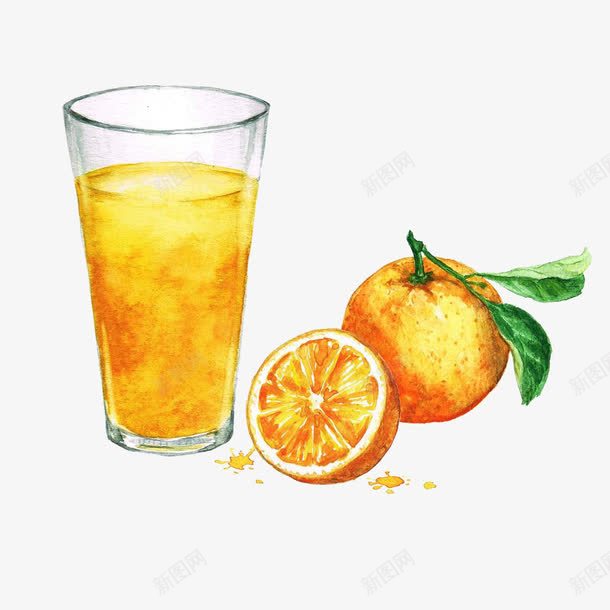 奶茶店鲜榨橙子汁png免抠素材_新图网 https://ixintu.com 一个橙子 奶茶店 招牌奶茶 橙子汁 水彩奶茶 水彩手绘 玻璃杯 鲜榨