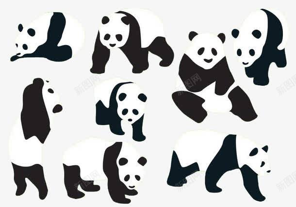 熊猫剪影png免抠素材_新图网 https://ixintu.com 动作剪影 动物 国宝 熊猫