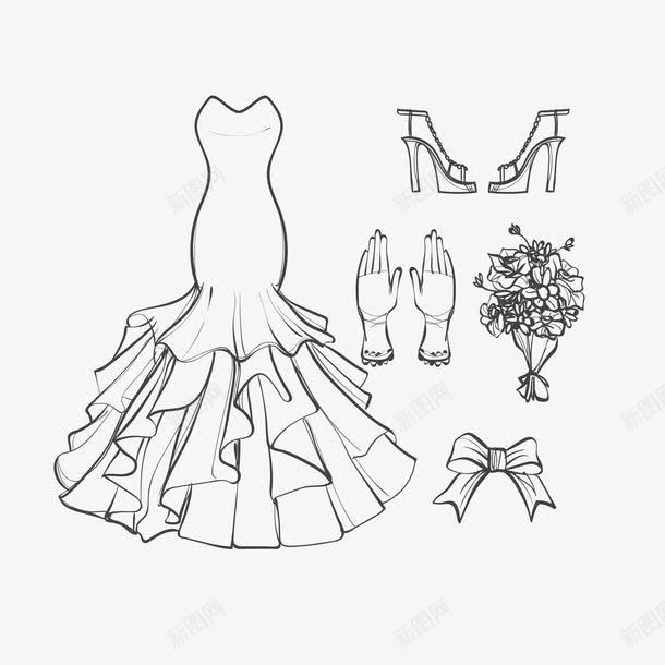 精美手绘婚纱裙摆png免抠素材_新图网 https://ixintu.com nbs 婚礼 婚纱 婚纱裙摆 手套 手捧花 手绘 画礼服 白裙子 礼服 精美 蝴蝶结 裙摆 鞋