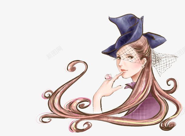 长头发女孩头像png免抠素材_新图网 https://ixintu.com 女孩 婚庆 帽子 手绘服装 晚礼服 水彩人物 美容美发 花朵