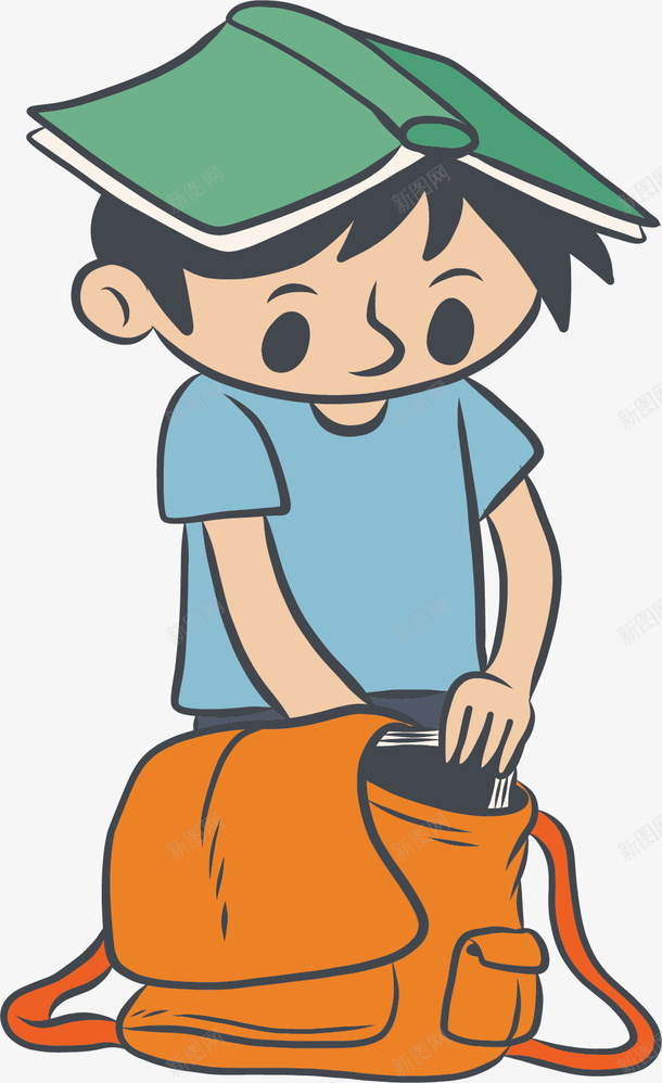 开学日翻书包男孩矢量图ai免抠素材_新图网 https://ixintu.com 小学生 开学 开学日 矢量png 翻书包 翻书包男孩 矢量图