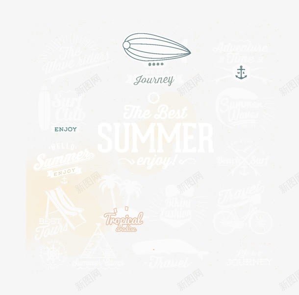 创意夏日图标png_新图网 https://ixintu.com PNG 分层 创意 夏日 氢气球 艺术字