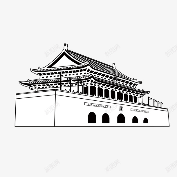天安门线条案矢量图ai免抠素材_新图网 https://ixintu.com 侧面 天安门 天安门素描 手绘 烈士 烈士纪念日 矢量图 纹路 线条 装饰 质感