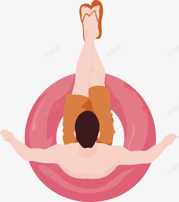 坐在游泳圈里的人png免抠素材_新图网 https://ixintu.com 休闲度假 海边度假 游泳 矢量素材 粉色泳圈