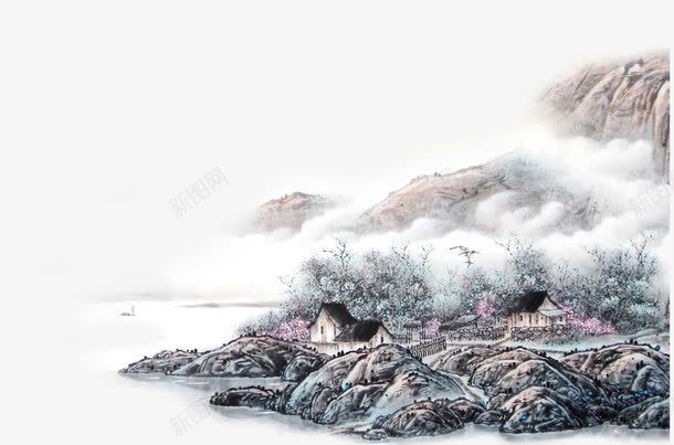山水云图png免抠素材_新图网 https://ixintu.com 云雾缭绕 山水图 掩饰 风景图