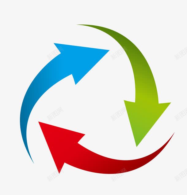 红绿蓝循环箭头png免抠素材_新图网 https://ixintu.com 三色图 三角 循环 矢量素材 箭头 红绿蓝