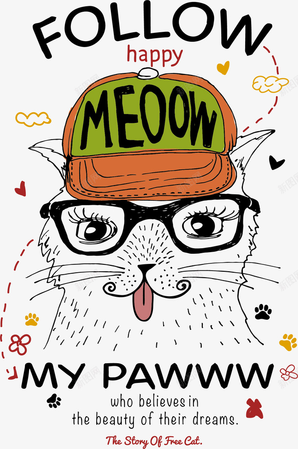 手绘可爱猫咪矢量图ai免抠素材_新图网 https://ixintu.com 创意 卡通 可爱 字母 小猫 帽子 彩色图 手绘 手绘图 矢量图