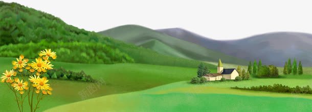 春天写意郊外风景png免抠素材_新图网 https://ixintu.com PSD格式 免费PNG 春天 绘画写意 背景 背景素材 装饰 装饰素材 郊外景色
