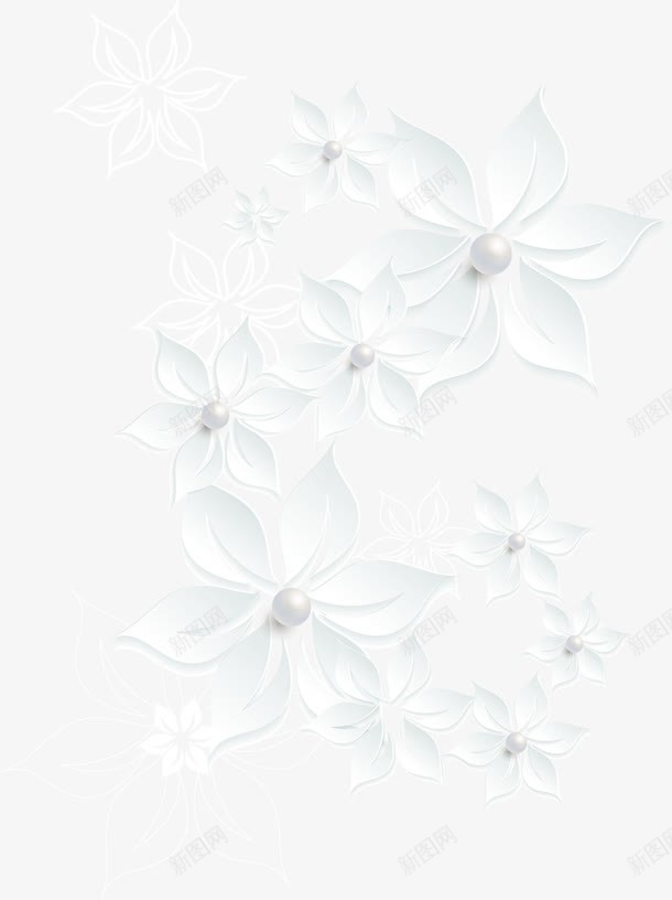 手绘花朵边框png免抠素材_新图网 https://ixintu.com 唯美花朵 手绘 珍珠花朵 花朵 花朵装饰 装饰 边框