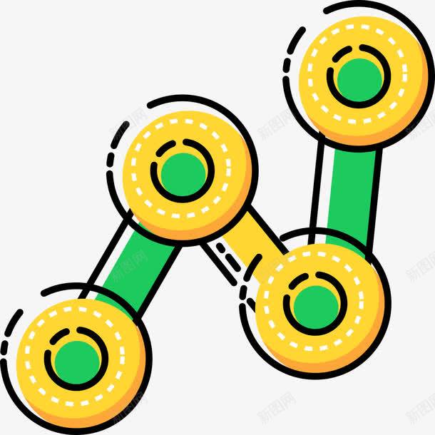彩色手绘区块链元素图标png_新图网 https://ixintu.com 区块链 卡通图标 圆环 弯曲 彩色 扁平化 手绘 折线